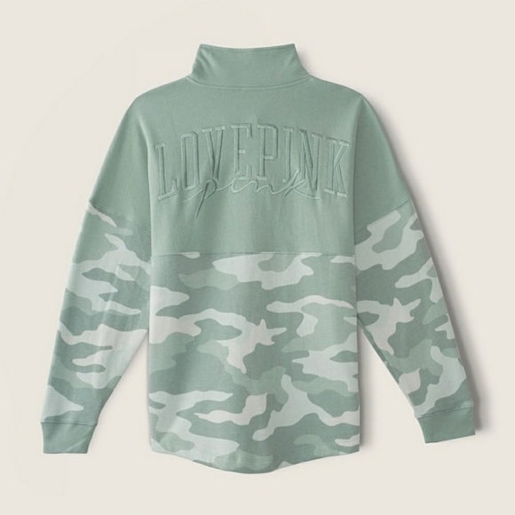 VS PINK Varsity Half Zip Oversized Embroidered Logo Spell Out Wide Collar Size M - Picture 8 of 16